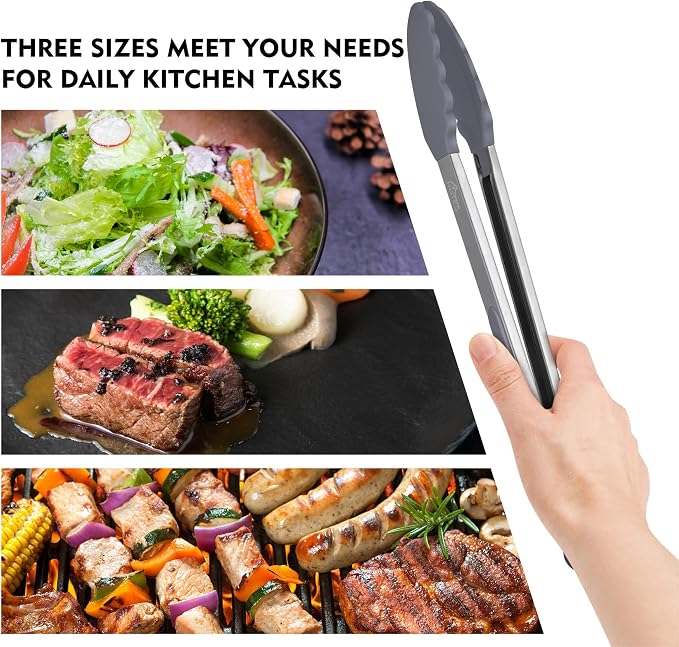 HOTEC Premium Stainless Steel Locking Kitchen Tongs - Image 9