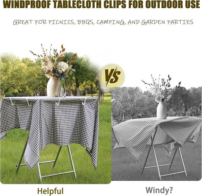 24 Pcs Clear Tablecloth Clips for Indoor Outdoor Tables, Plastic Table Cloth - Image 3