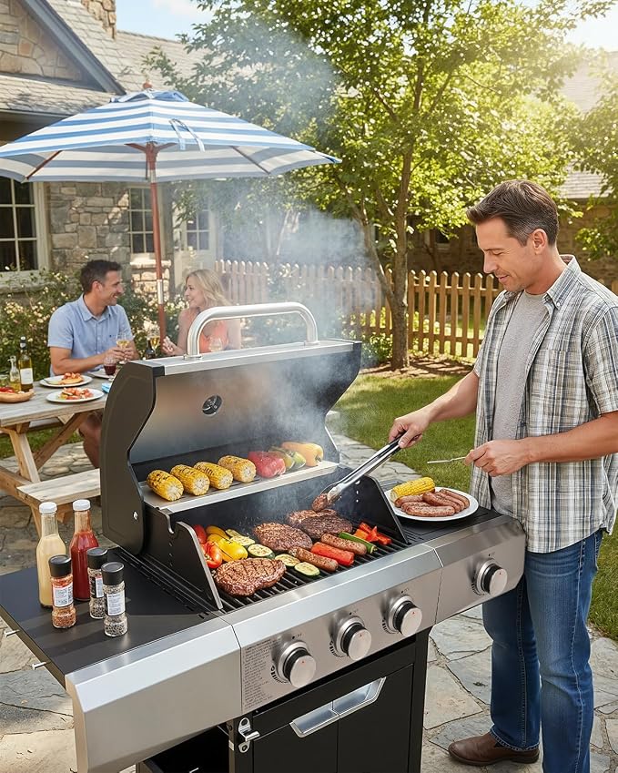 40, 500 BTU 3-Burner Propane Gas Grill - Image 2
