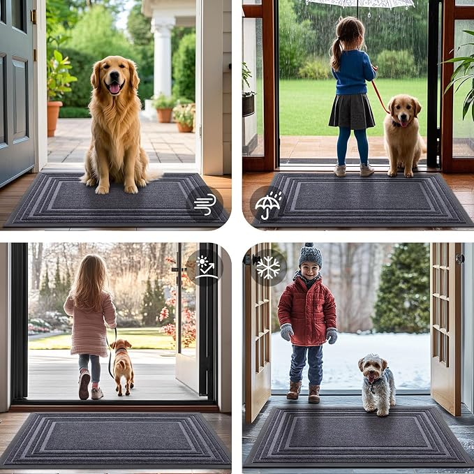 Buganda Front Door Mat Indoor Outdoor Entrance, Non-Slip Natural Rubber Doormats - Image 7