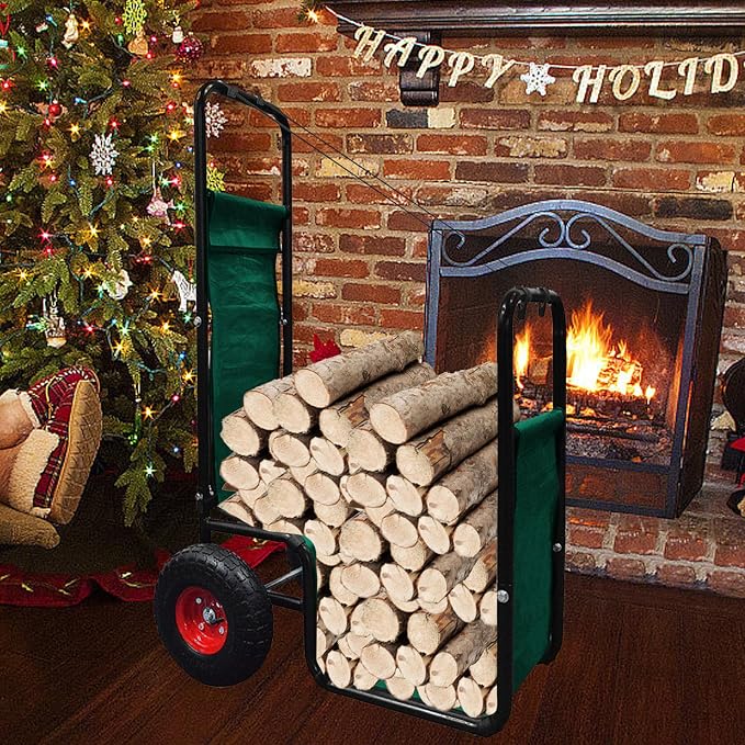 Firewood Cart with Pneumatic Wheel: 44 X 27 X 20 in Heavy Duty 220 lbs Load - Image 7