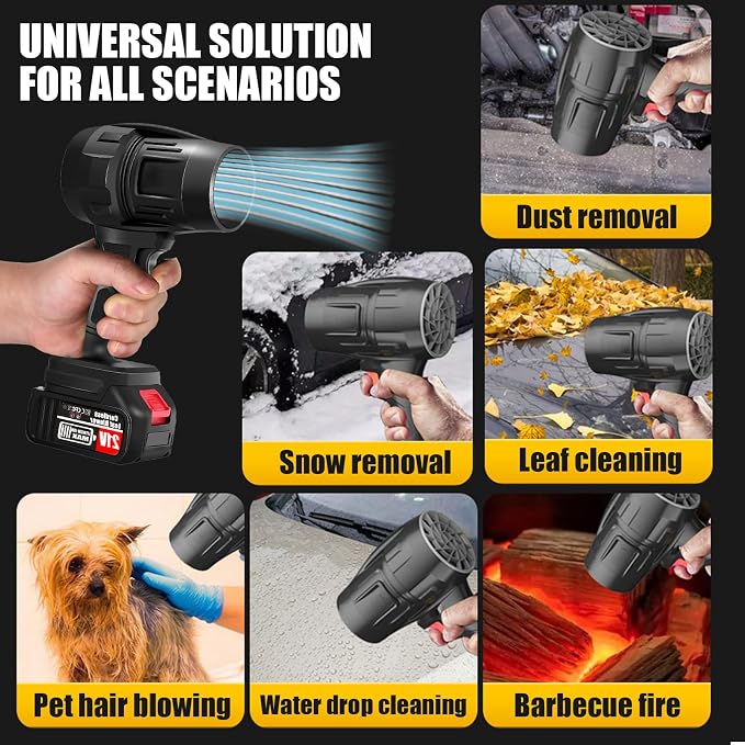 Cordless Leaf Blower with 2 x 4.0Ah Battery and Charger, 000 RPM Turbo Air Jet - Image 6