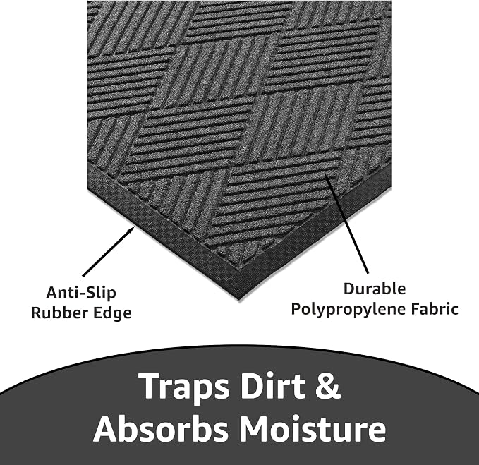 Ecomills Deluxe Diamond Entrance Door Mat, X-Large Heavy Duty Absorbent Rubber - Image 4