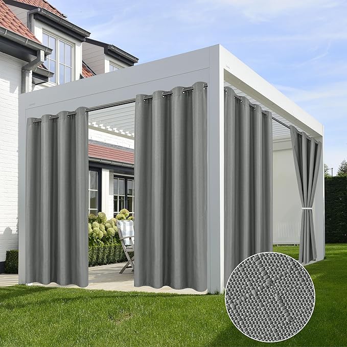 HolidayIdeas 4 Panels Linen Outdoor Curtains by HolidayIdeas