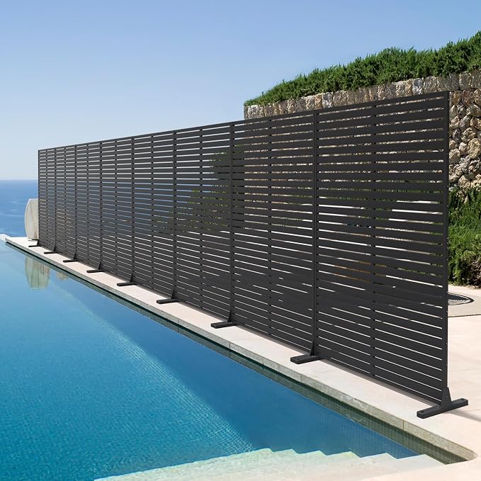 Privacy Fence Screen with Stand 6 Panel 72" H×47" W HDPE Decorative Panels with - Image 2