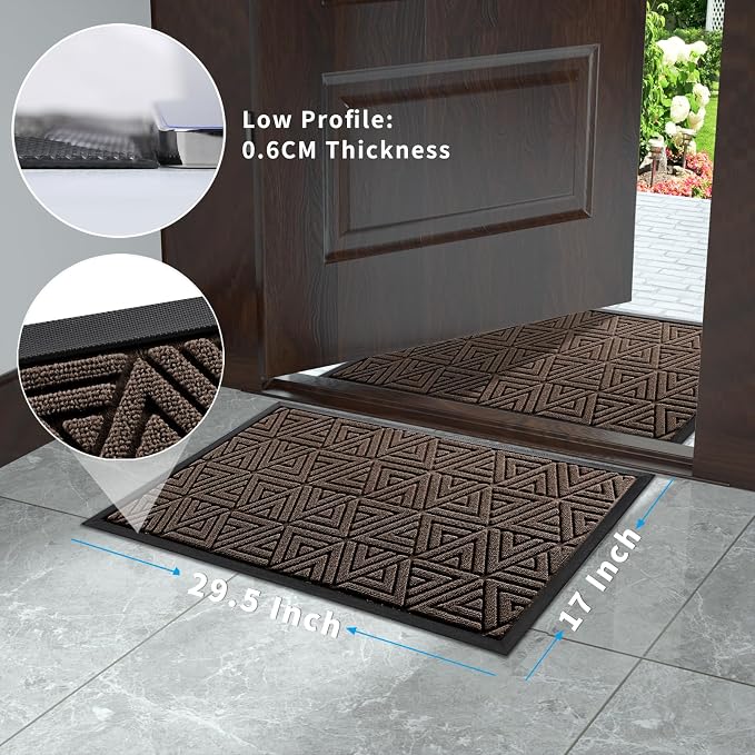 Yimobra Outdoor Mats for Front Door 29.5x17, Stops Mud & Dirt at Entrance - Image 2