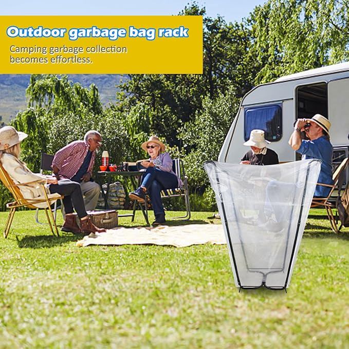 DOUBFIVSY Garden Trash Bag Holder, Heavy Duty Metal Outdoor Leaf Bag Holder - Image 3