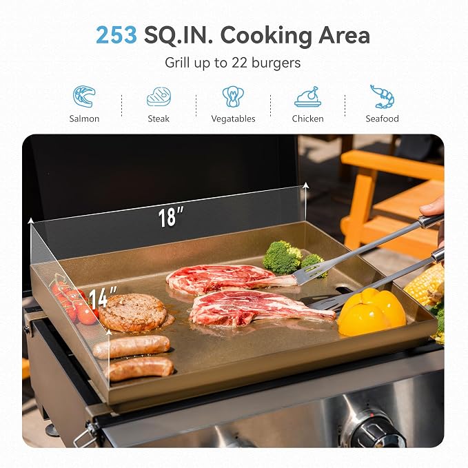 GREEN PARTY 2 Burner BBQ Propane Gas Griddle - Image 5