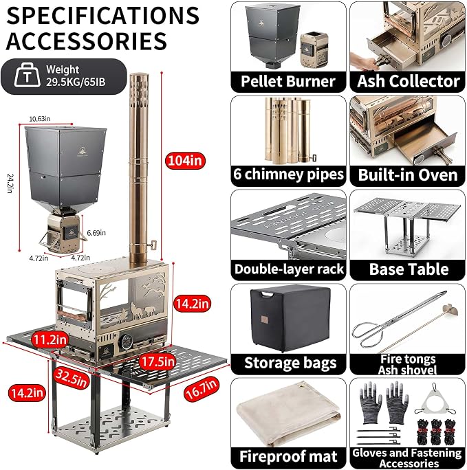 M8 Pellet Stove with Pellet Burner/Oven/Base - Image 9