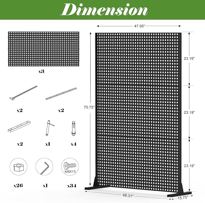 Domi Metal Privacy Screen, Freestanding Outdoor Indoor Divider 1 Piece - Image 7