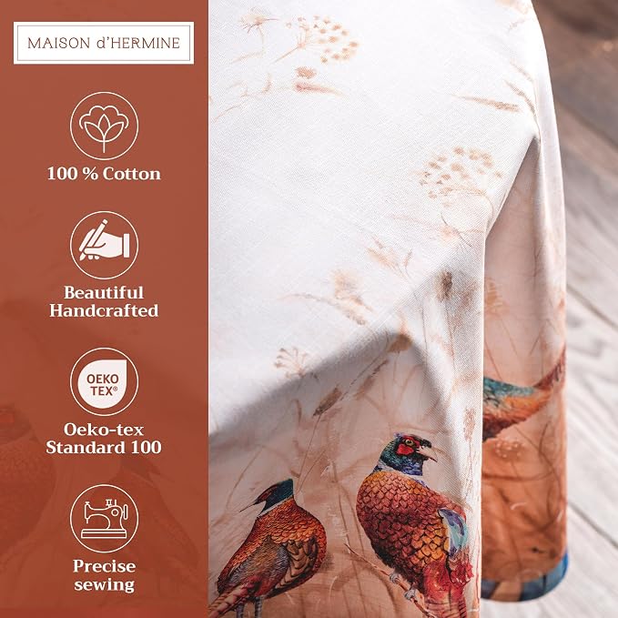 Maison d' Hermine Table Cloth Round Table 100% Cotton 69 Inches Fall Tablecloth - Image 2