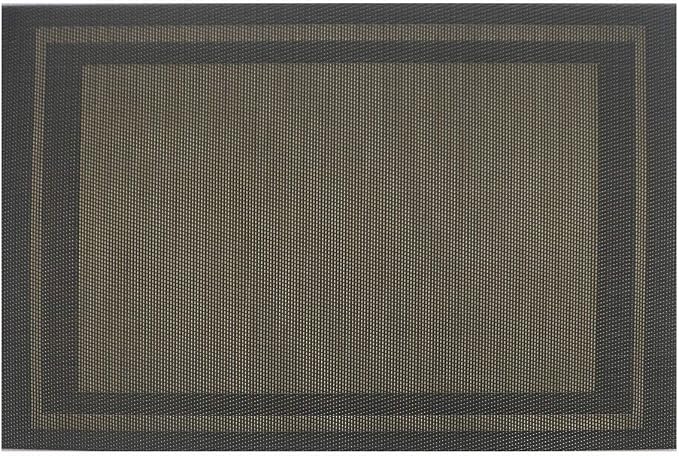 Gugrida Placemats Set of 6 Plaid Checkered Black & Gold PVC Placemat - Image 8