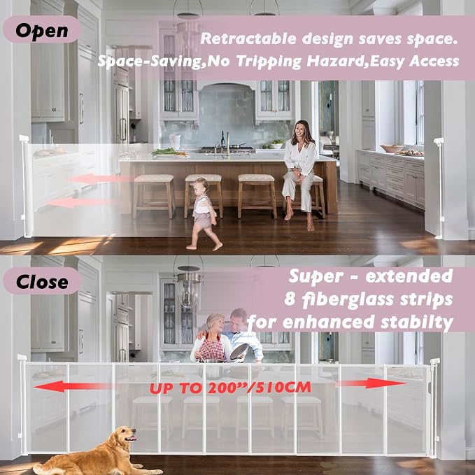 200" Retractable Baby Gates Extra Wide - Image 4