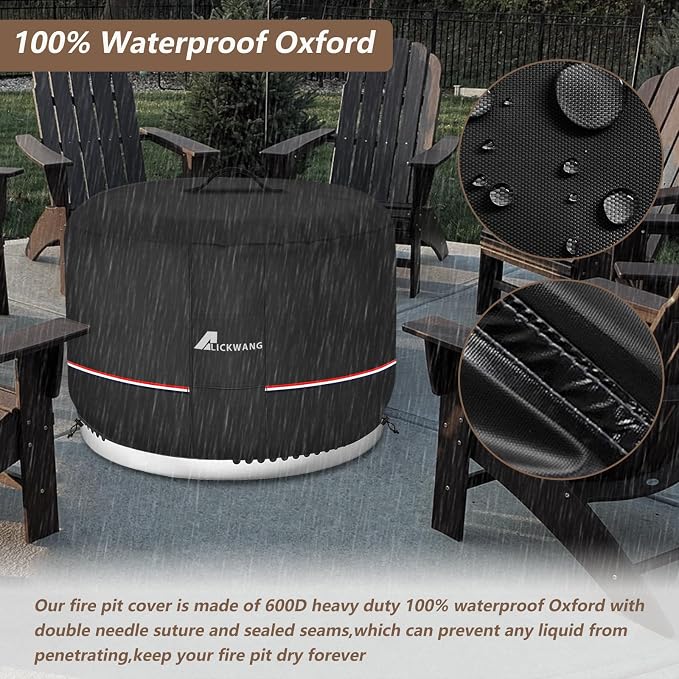 Fire Pit Cover for Solo Stove Bonfire, 600D Tear-Resistant Heavy Duty Durable - Image 6