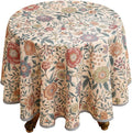 Designer Vintage Linen Round Tablecloth, French Rustic Floral Table Cloth by bilingaier