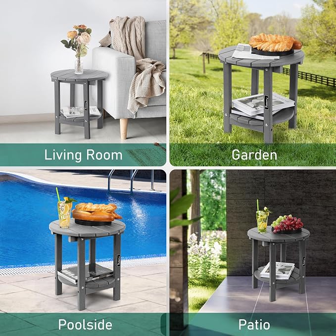 FUNBERRY Outdoor Adirondack Side Table Set of 2, 2-Tier Patio End Tables - Image 9