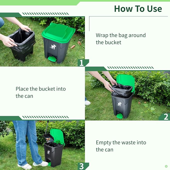 Dog Poop Trash Can Outside, 20L Pet Waste Container - Image 3