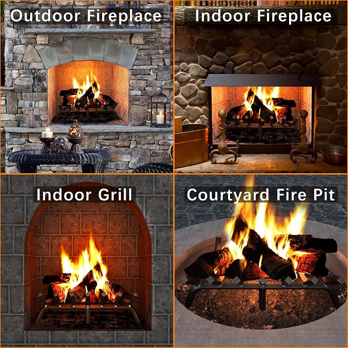 Mr IRONSTONE Fireplace Grate 30 inch Solid Steel Heavy Duty Firewood Log - Image 7