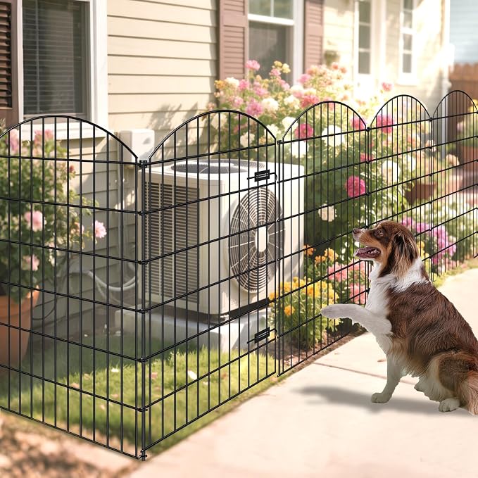 Metal Garden Fence with Gate 48in x 12.7ft, 1 Gate+ 4 Panels Dog Fence Border - Image 6
