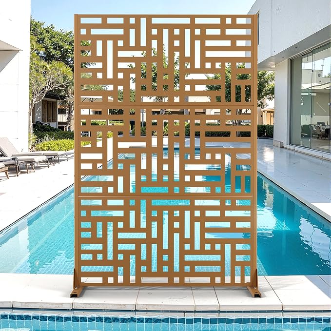 Metal Privacy Screen for Outdoor & Indoor Use, Free Standing Privacy Screen for by Unknown