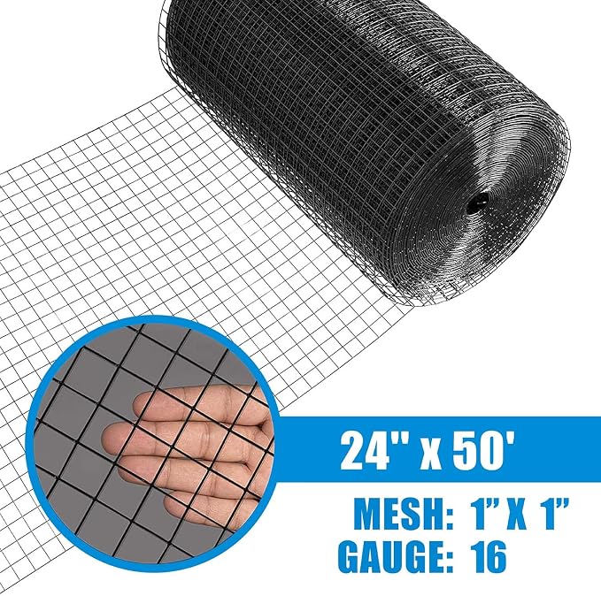 Fencer Wire 16 Gauge Black Vinyl Coated Welded Wire Mesh Size 1 inch by 1 inch - Image 2