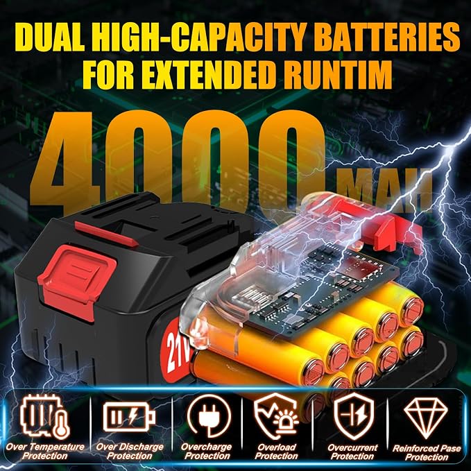 Cordless Leaf Blower with 2 x 4.0Ah Battery and Charger, 000 RPM Turbo Air Jet - Image 4