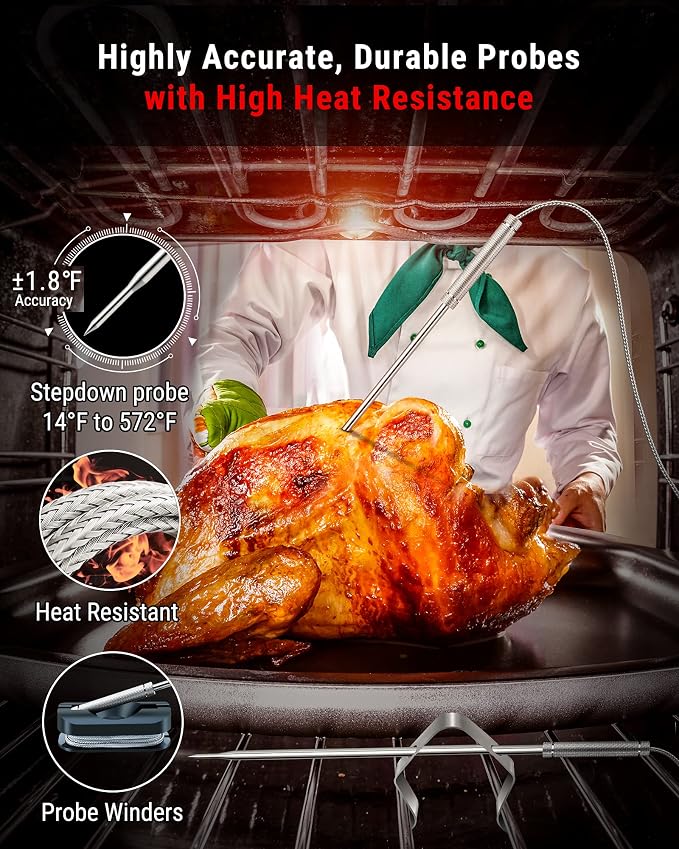 ThermoPro TP826 500FT Wireless Meat Thermometer, Dual Meat Probe Cooking - Image 5