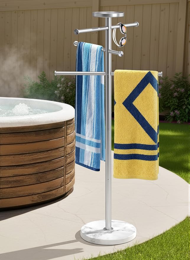 Natural Marble Outdoor Towel Rack by KES