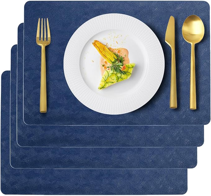Vinyl Placemats Set of 4 Faux Leather 100% Waterproof Wipeable Washable Place by Uolr