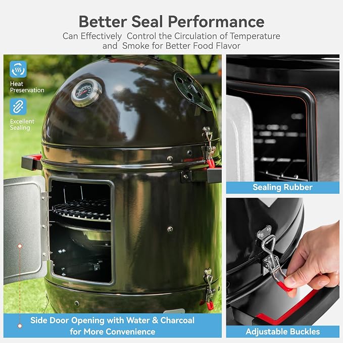 GREEN PARTY 18" Vertical Charcoal Smoker Grill Bullet Water Smoker Barbeque - Image 7