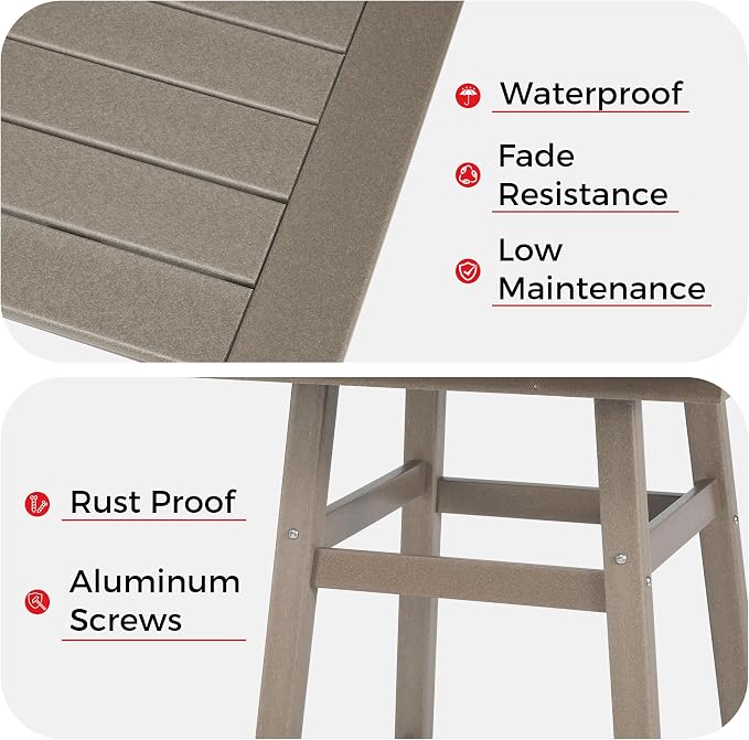 Costaelm Outdoor Bar Table, Patio Bistro Dining Pub Table - Image 4