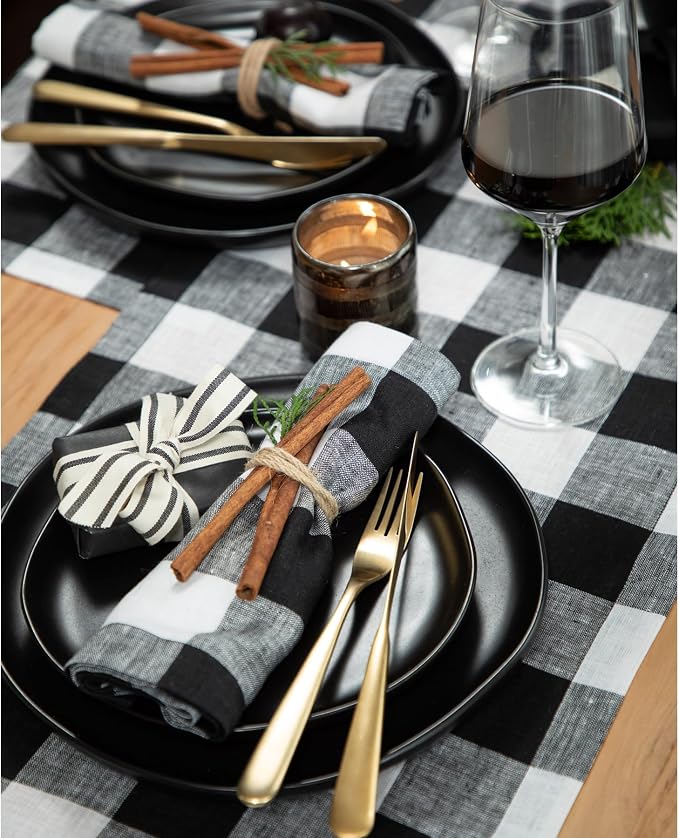 Solino Home Linen Checkered Table Runner 144 Inches Long - Image 3