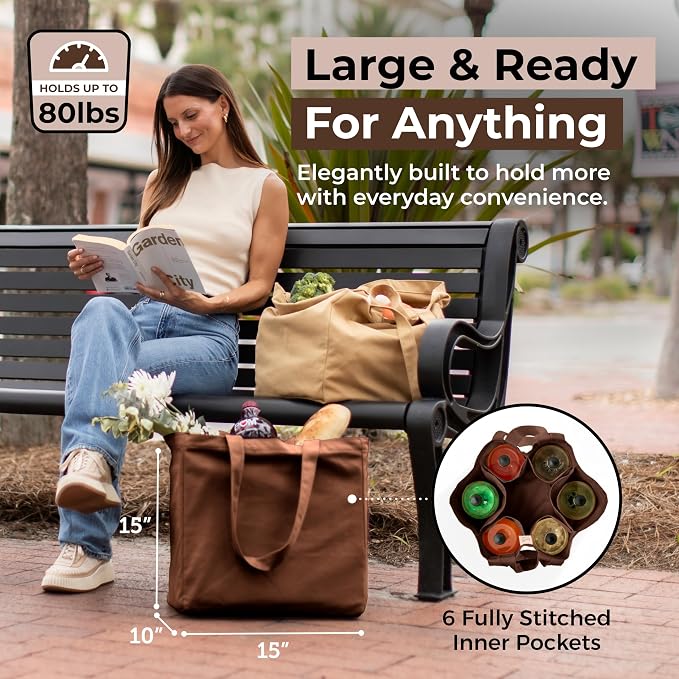VeraMia Canvas Grocery Bag 3pc XL Set - Image 4