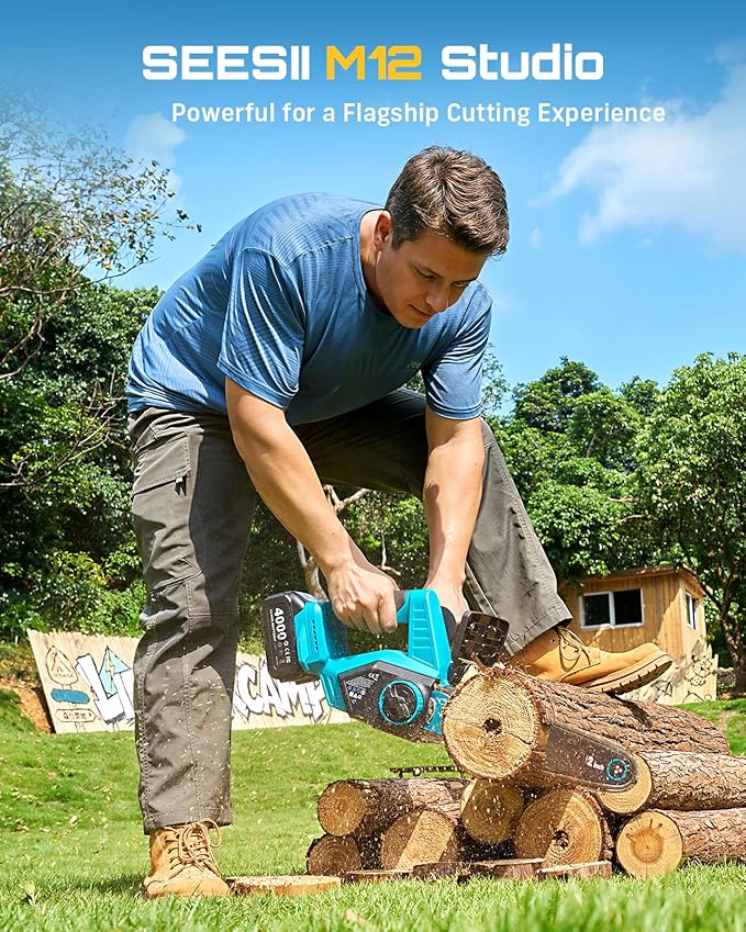 SEESII Electric Chainsaw Cordless 12-inch, Handheld Chain Saws - Image 2