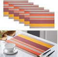 Set of 6 Colorful Striped Vinyl Placemats Heat-Resistant Washable Placemats by Unknown