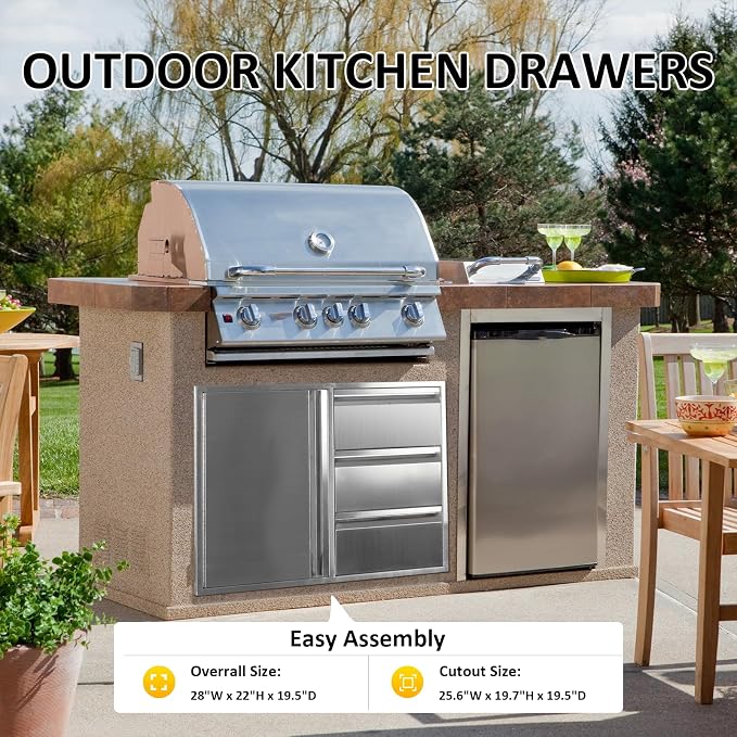 Outdoor Kitchen Door Drawer Combo Cabinet 28" W x 22" H x 19.5" D Stainless - Image 5