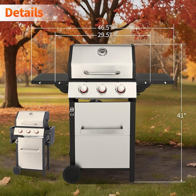 Propane Gas BBQ Grill, Upgraded 30, 000 BTU Stainless Steel Barbecue Grill - Image 8