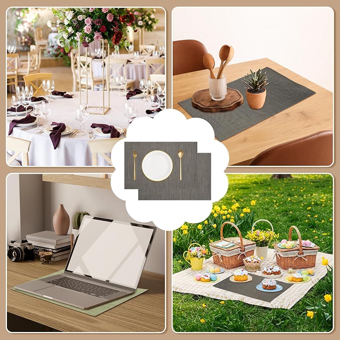 uxcell Faux Linen Placemats, 12x18 Inch Heat Resistant Place Mats Machine - Image 5