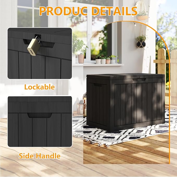 35 Gallon Outdoor Storage Box Waterproof, Resin Deck Boxes - Image 3