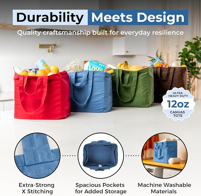 VeraMia Canvas Grocery Bag 3pc XL Set - Image 3