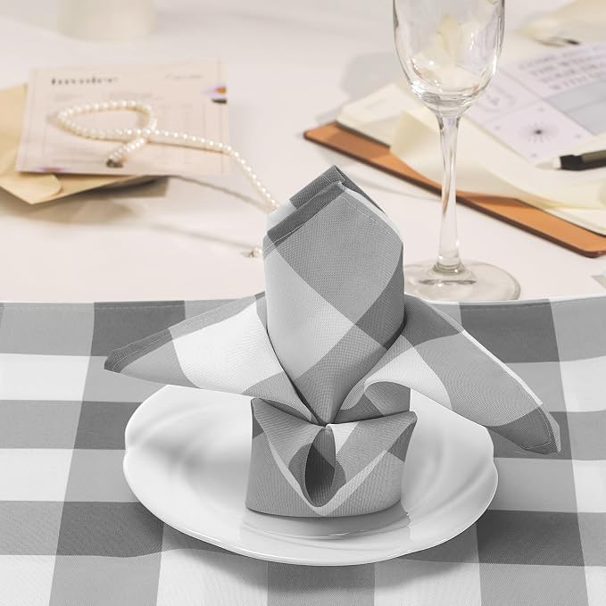 Buffalo Plaid Table Napkins Set of 50 Checkered Cloth Napkins 17x17 inch - Image 7