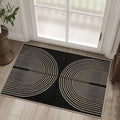 Easy Jute Rainbow Entryway Rug, 2x3 Black Washable Non-Slip Indoor Outdoor by Rugalia