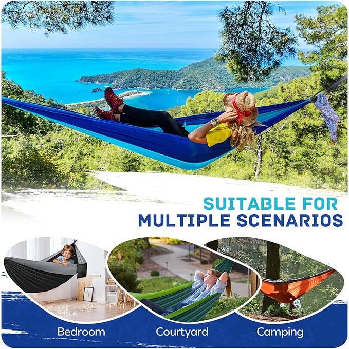 Hammock in Blue, Extra Large 106 x 55 Inch, 600 lb Capacity