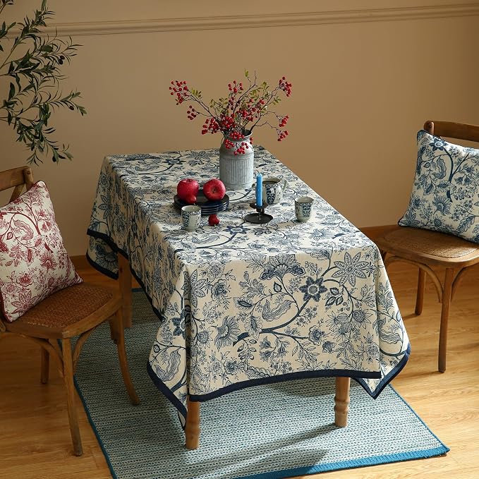 ISAENNE Designer French Linen Small Rectangular Tablecloth, Durable Home Decor - Image 8