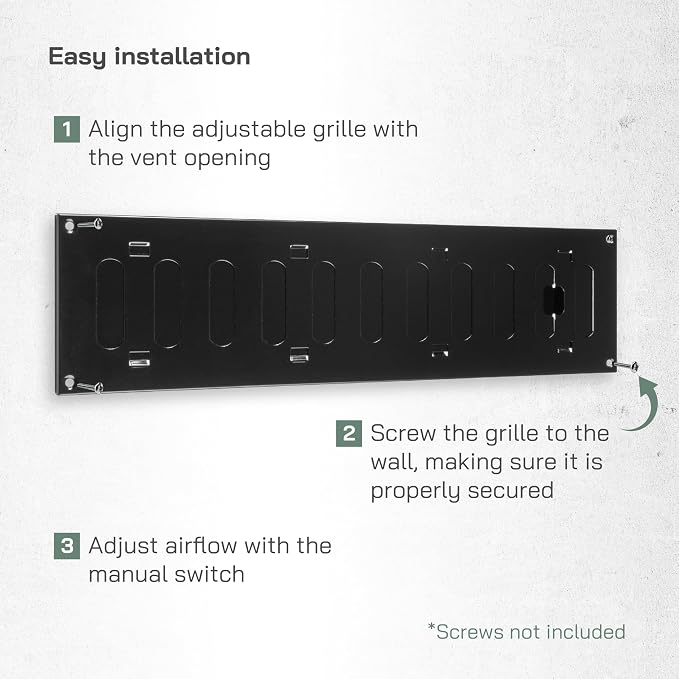 Vent Systems 16'' x 4'' Inch Black Metal Air Vent Cover - Image 5