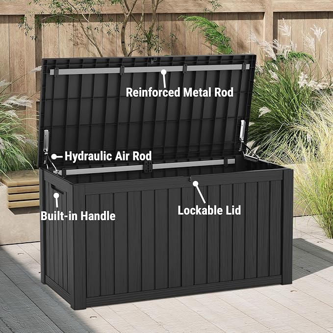 Mars Villa 150 Gallon Deck Box, Waterproof and Weatherproof Large Resin Storage - Image 3