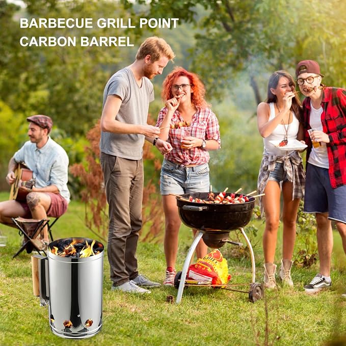 GANAZONO Quick Coal Starter Barrel BBQ Chimney Starter Grill Fire Starter - Image 2