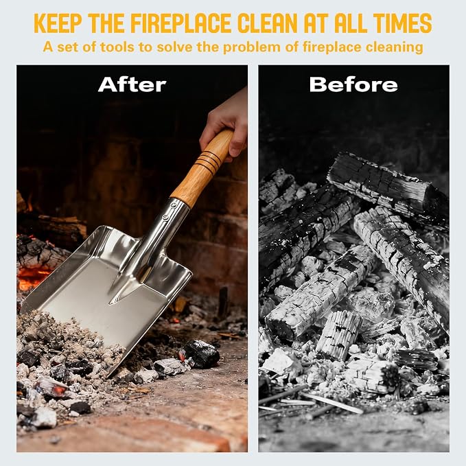 Fireplace Ash Shovel and Brush Set, - Image 6