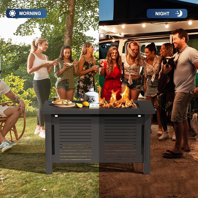 U-MAX Fire Pit Table, 43 Inch Wood Burning BBQ Grill Firepits, Metal Fireplaces - Image 4