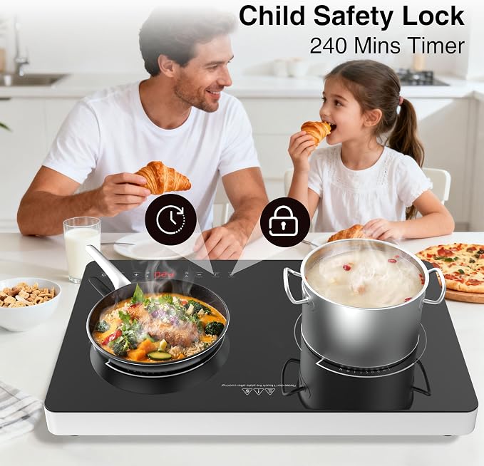Double Induction Cooktop, 2 Burner Induction Burner 20 Temperature & Power - Image 4